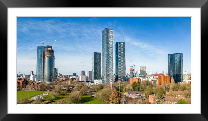 Manchester Skyscrapers Framed Mounted Print by Apollo Aerial Photography