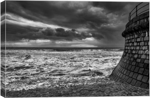 Filey Seascape Black and White Canvas Print by Tim Hill