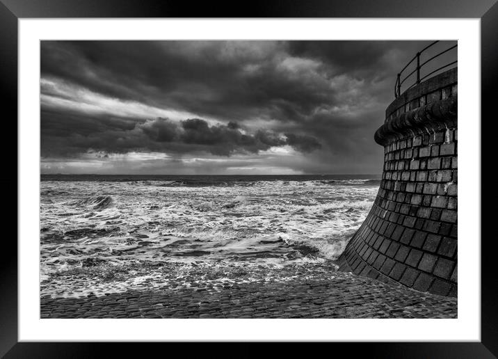 Filey Seascape Black and White Framed Mounted Print by Tim Hill