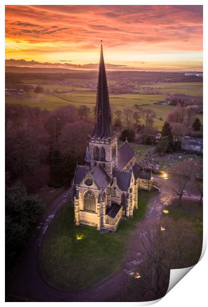 Wentworth Church Sunset Print by Apollo Aerial Photography