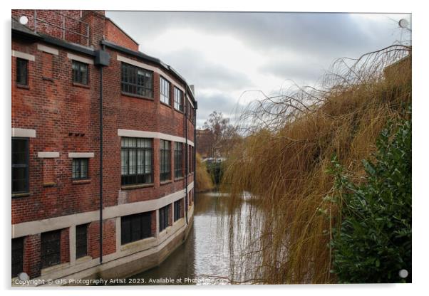 Aged Overhanging Willows and New Brick Acrylic by GJS Photography Artist