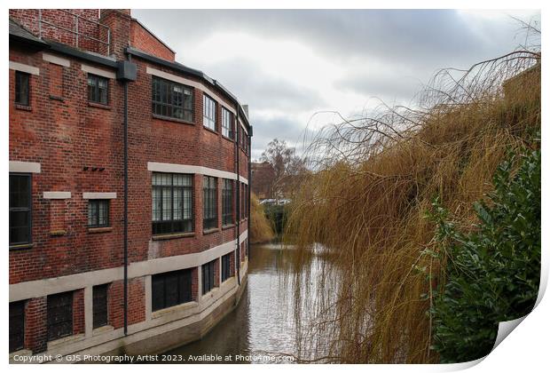 Aged Overhanging Willows and New Brick Print by GJS Photography Artist