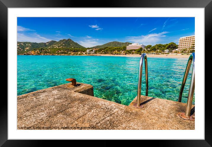 View of beach coastline in Canyamel Framed Mounted Print by Alex Winter