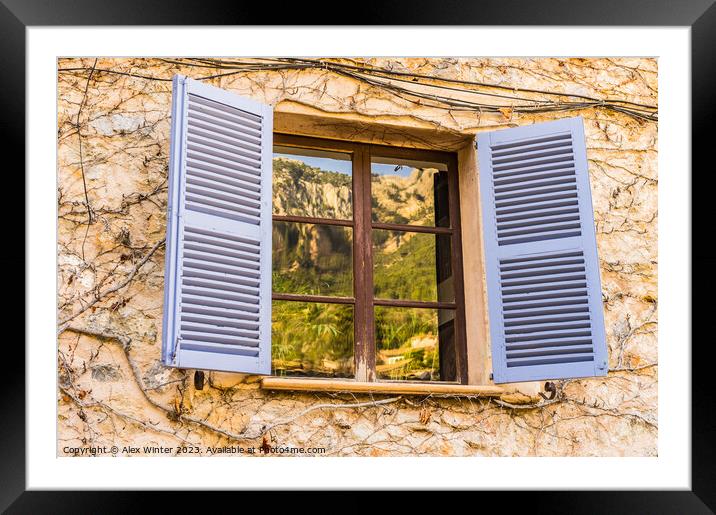 Mediterranean window shutters Framed Mounted Print by Alex Winter