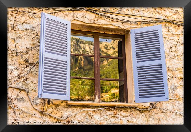 Mediterranean window shutters Framed Print by Alex Winter