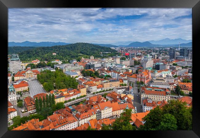 Ljubljana City Cityscape In Slovenia Framed Print by Artur Bogacki