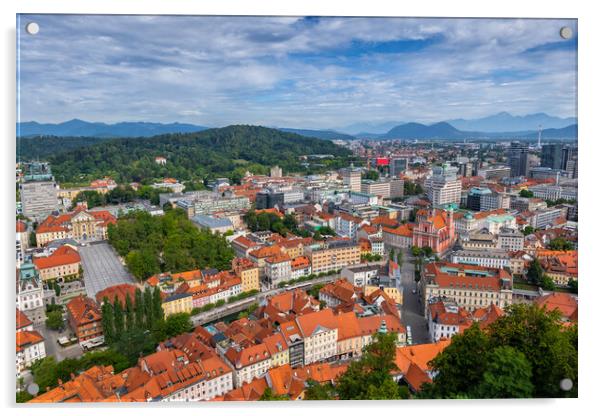 Ljubljana City Cityscape In Slovenia Acrylic by Artur Bogacki