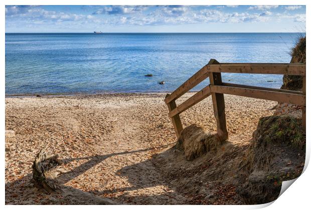 Entrance To Beach At Baltic Sea In Gdynia Print by Artur Bogacki