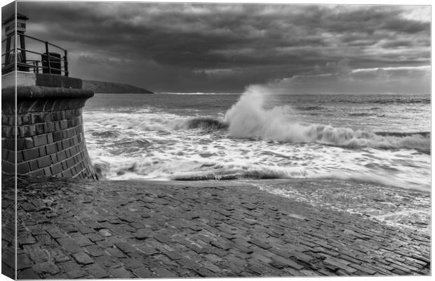 Filey Seascape Black and White Canvas Print by Tim Hill