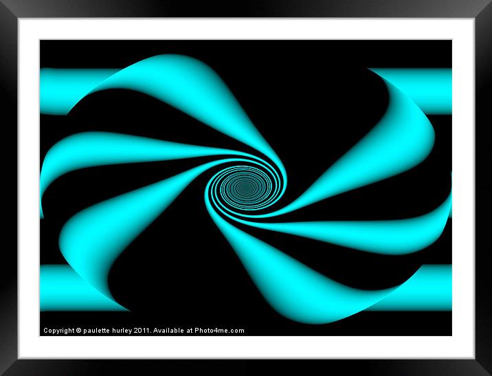 Turquoise Ribbon Abstract. Framed Mounted Print by paulette hurley