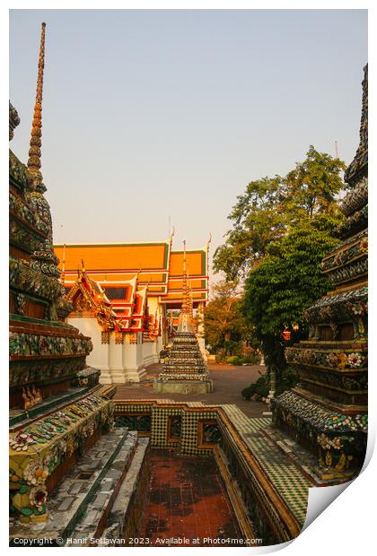 Third sidewalk view of Chedis at Wat Pho. Print by Hanif Setiawan