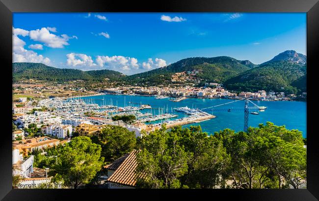Panoramic view of the bay of Port de Andratx Framed Print by Alex Winter