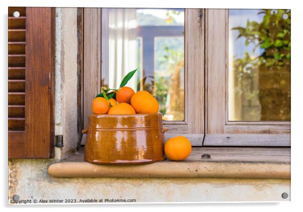 fruit bowl oranges  Acrylic by Alex Winter