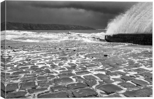 Filey Cobble Landing Black and White Canvas Print by Tim Hill