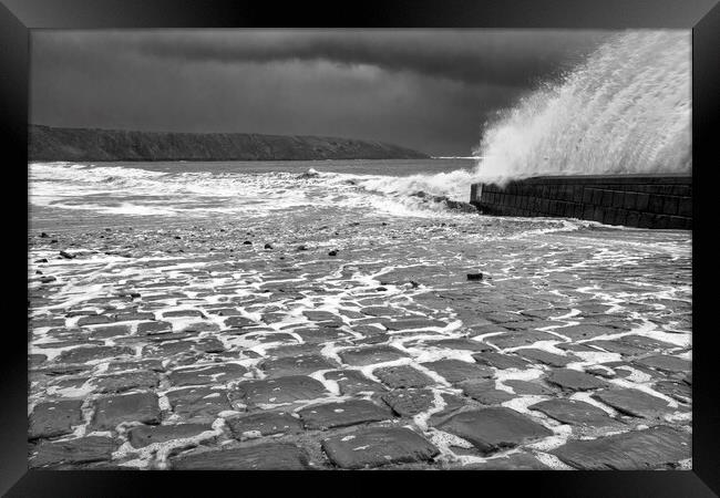 Filey Cobble Landing Black and White Framed Print by Tim Hill