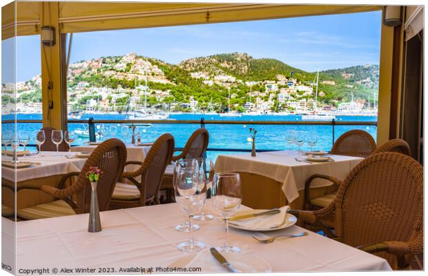 Restaurant with beautiful sea view  Canvas Print by Alex Winter