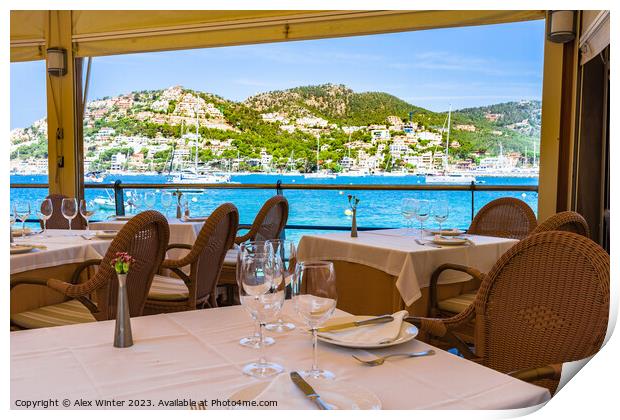 Restaurant with beautiful sea view  Print by Alex Winter