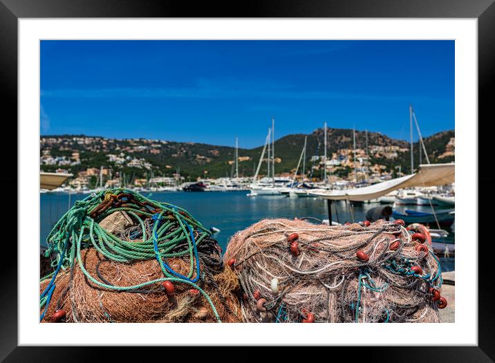 fishing nets at pier Framed Mounted Print by Alex Winter