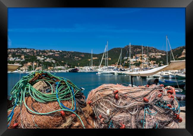 fishing nets at pier Framed Print by Alex Winter