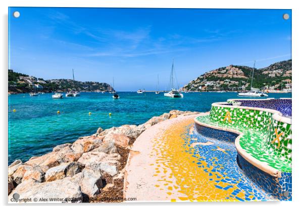 Port de Andratx with luxury yachts Acrylic by Alex Winter