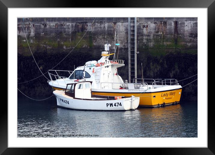 Padstow fishing boats Framed Mounted Print by Chris Yaxley