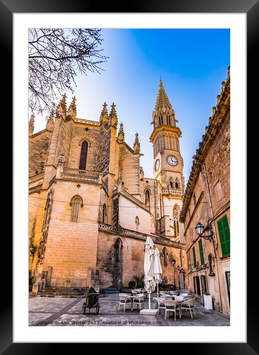 The Majestic Church Square of Manacor Framed Mounted Print by Alex Winter