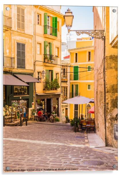 city street in Palma de Mallorca Acrylic by Alex Winter