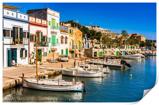 colorful houses of Portocolom on Mallorca Print by Alex Winter