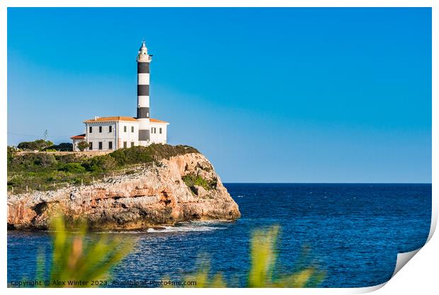 lighthouse at coast cape in Portocolom Print by Alex Winter