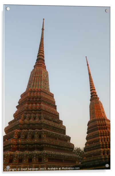 Two stupa against sky at Wat Pho Buddha temple 1 Acrylic by Hanif Setiawan