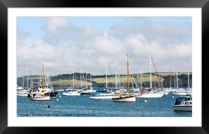 Cornish sailboats in the Camel Estuary Framed Mounted Print by Chris Yaxley