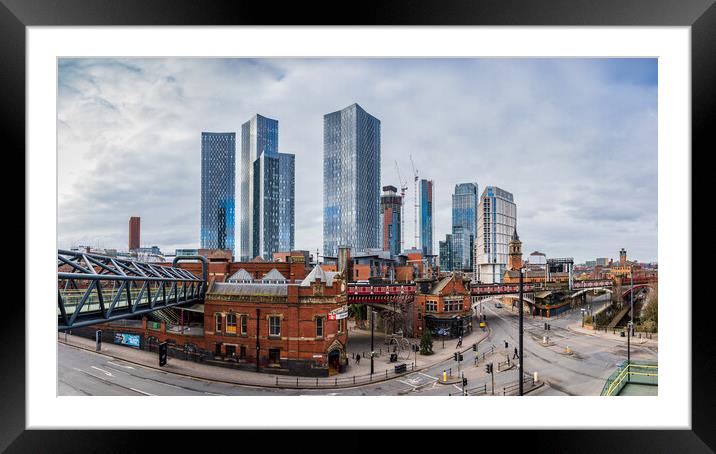 Manchester Deansgate panorama Framed Mounted Print by Jason Wells