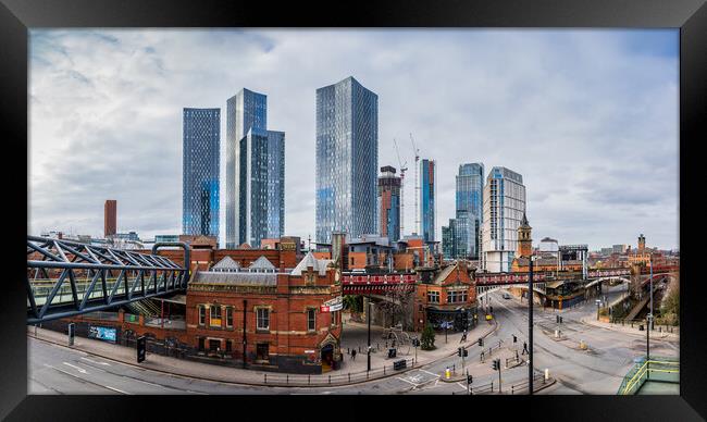 Manchester Deansgate panorama Framed Print by Jason Wells
