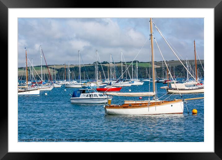 Boats moored on the River Camel, Cornwall Framed Mounted Print by Chris Yaxley