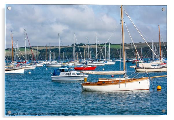 Boats moored on the River Camel, Cornwall Acrylic by Chris Yaxley