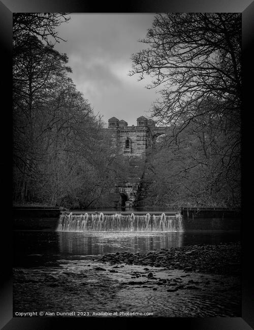Llyn Efyrnwy Dam and weir Framed Print by Alan Dunnett
