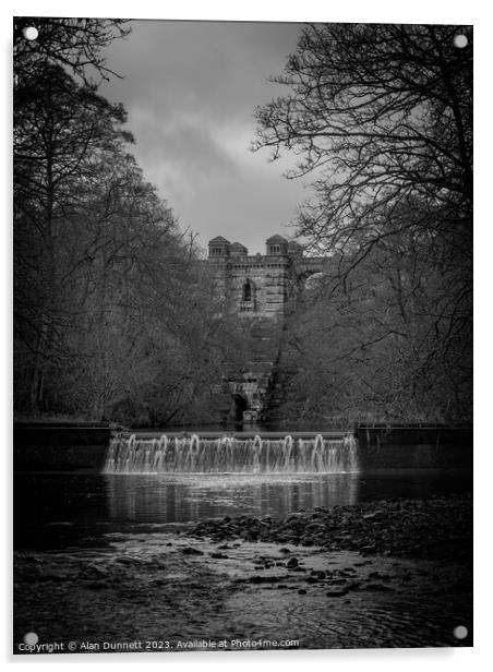 Llyn Efyrnwy Dam and weir Acrylic by Alan Dunnett