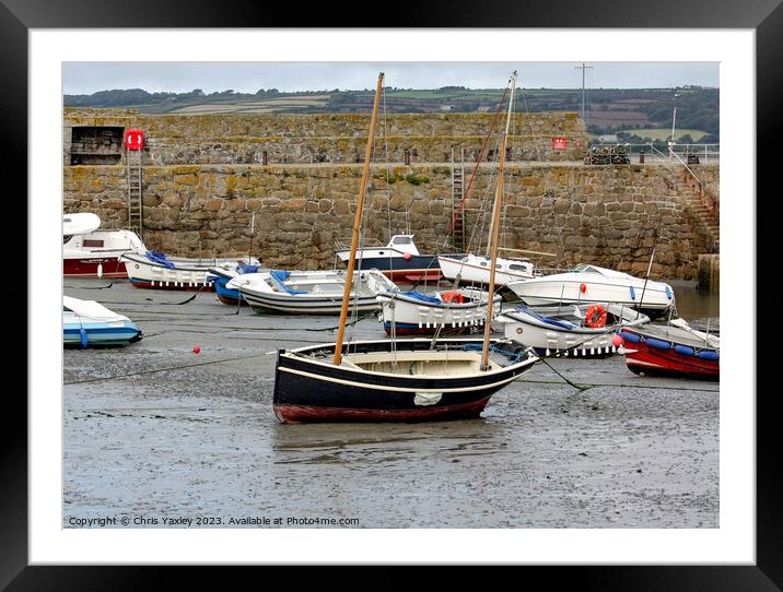 Low tide at Padstow Harbour Framed Mounted Print by Chris Yaxley