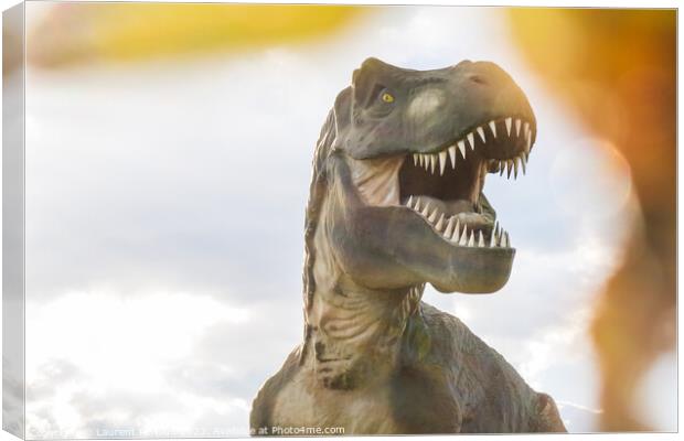 Tyrannosaurus Rex or T-Rex photography with a blurry foreground Canvas Print by Laurent Renault