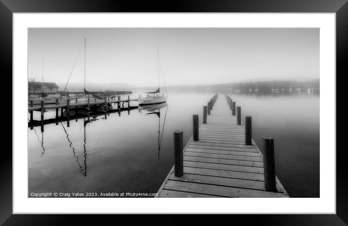 Ambleside Boat Jetty Black and White. Framed Mounted Print by Craig Yates