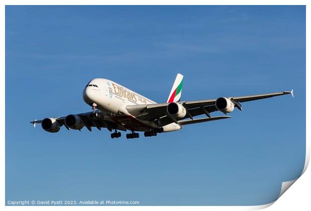 Emirates Airbus A380-861  Print by David Pyatt