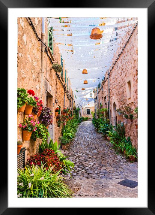 Beautiful street in the old village of Valldemossa Framed Mounted Print by Alex Winter