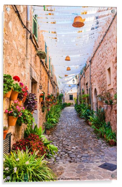 Beautiful street in the old village of Valldemossa Acrylic by Alex Winter