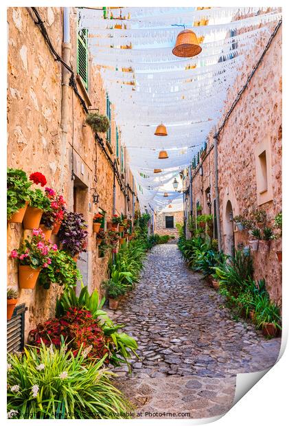 Beautiful street in the old village of Valldemossa Print by Alex Winter