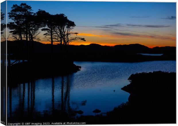 Loch Assynt Golden Scottish Highland Sunset Canvas Print by OBT imaging