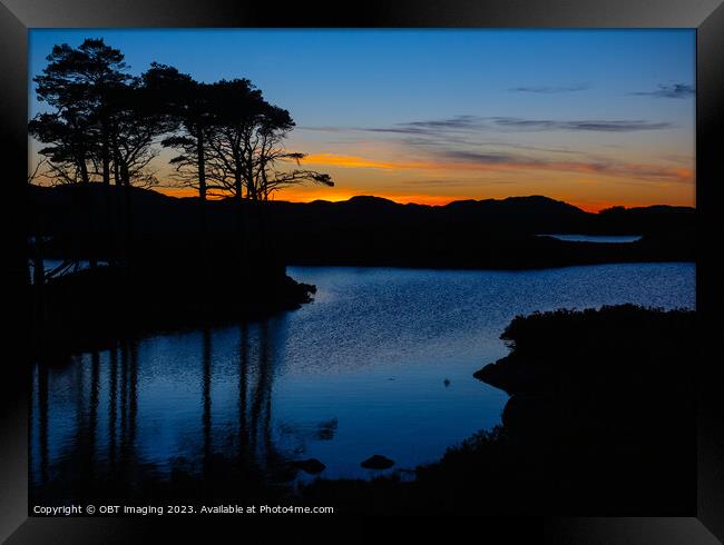 Loch Assynt Golden Scottish Highland Sunset Framed Print by OBT imaging