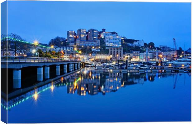 Torquay Harbour and Marina at Dusk Canvas Print by Darren Galpin