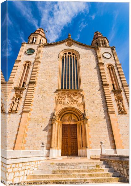 Front view of church in Calvia Canvas Print by Alex Winter