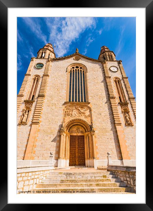 Front view of church in Calvia Framed Mounted Print by Alex Winter