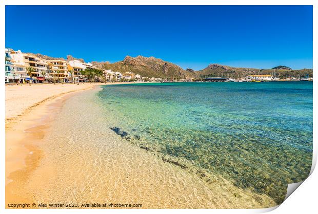Beautiful sand beach at bay of Pollensa Print by Alex Winter